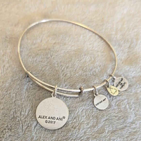 Alex And Ani Silver Charm Bracelet with Initial J - Picture 3 of 3